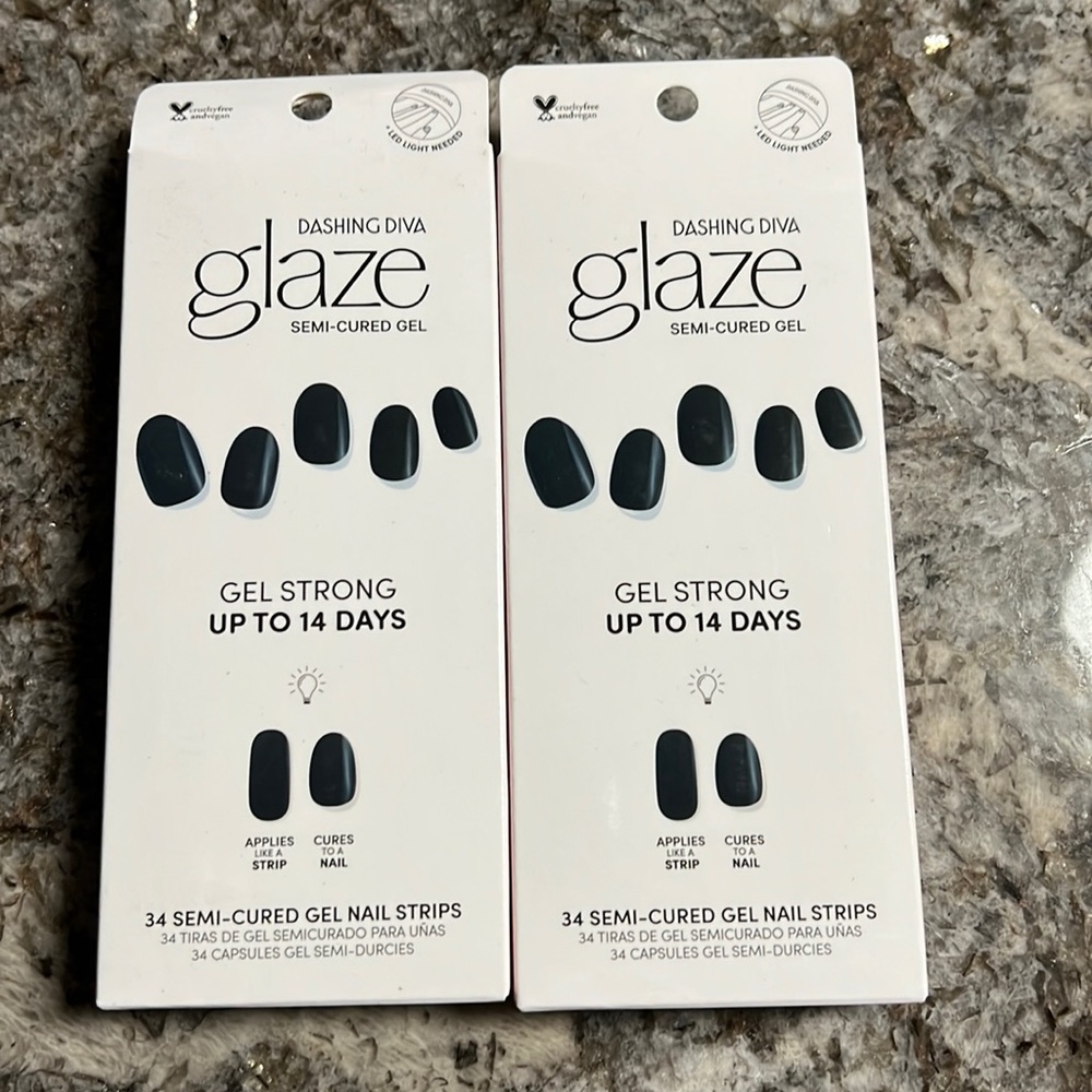 Dashing diva black semi-cured gel nail strips black color BRAND NEW SEALED